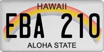 HI license plate EBA210