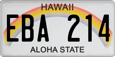 HI license plate EBA214