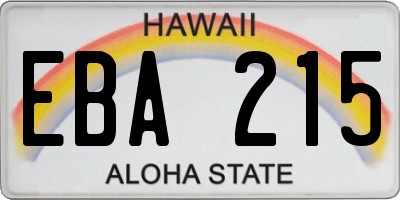 HI license plate EBA215