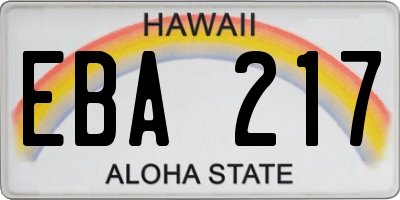 HI license plate EBA217