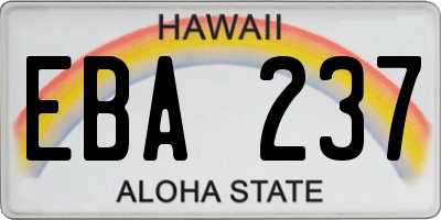 HI license plate EBA237