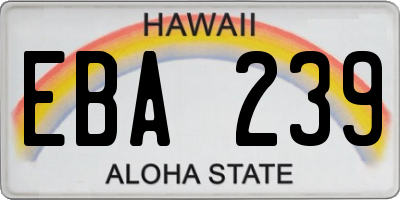 HI license plate EBA239