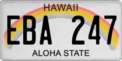 HI license plate EBA247