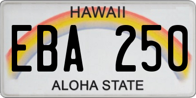 HI license plate EBA250