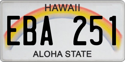 HI license plate EBA251