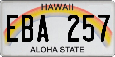 HI license plate EBA257