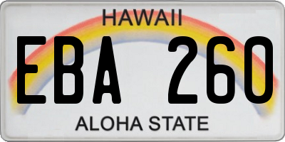 HI license plate EBA260
