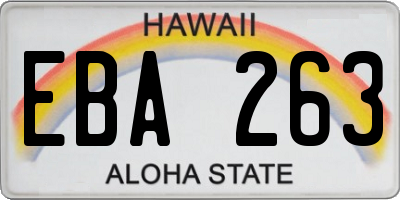 HI license plate EBA263