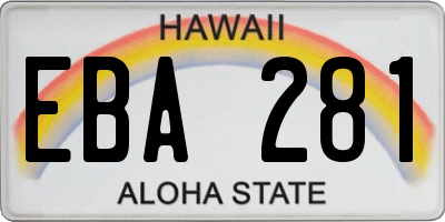 HI license plate EBA281