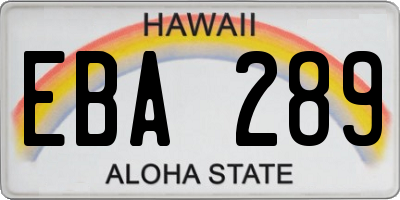 HI license plate EBA289