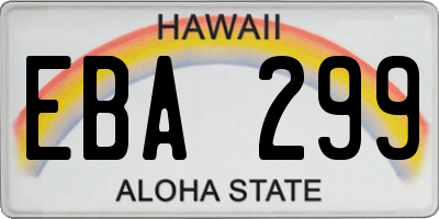 HI license plate EBA299