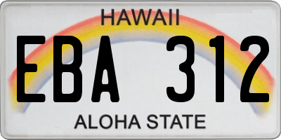 HI license plate EBA312