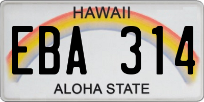 HI license plate EBA314