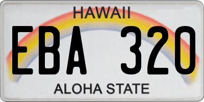 HI license plate EBA320