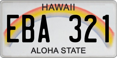 HI license plate EBA321