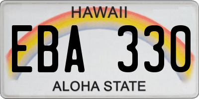 HI license plate EBA330