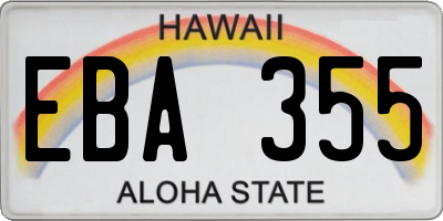 HI license plate EBA355