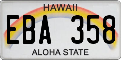 HI license plate EBA358