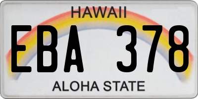 HI license plate EBA378