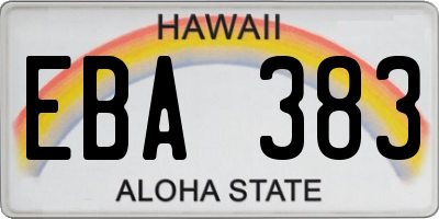 HI license plate EBA383