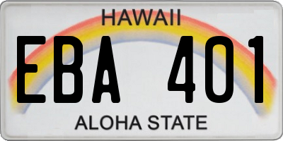 HI license plate EBA401