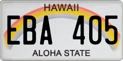 HI license plate EBA405