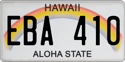 HI license plate EBA410