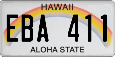 HI license plate EBA411