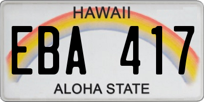 HI license plate EBA417