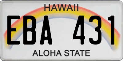 HI license plate EBA431