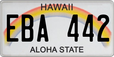 HI license plate EBA442