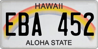 HI license plate EBA452
