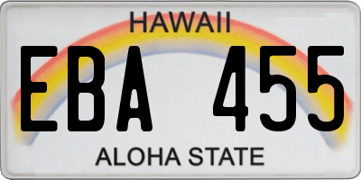 HI license plate EBA455