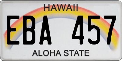 HI license plate EBA457