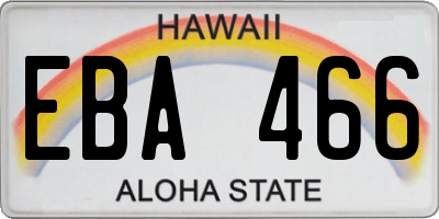 HI license plate EBA466