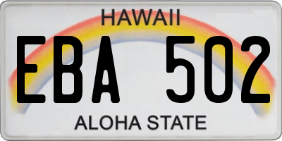 HI license plate EBA502