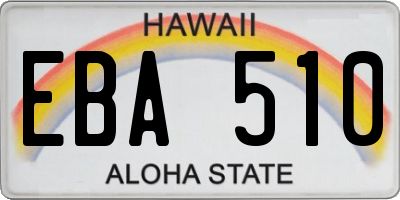 HI license plate EBA510
