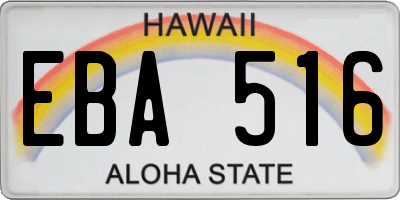 HI license plate EBA516