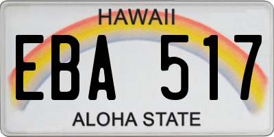 HI license plate EBA517
