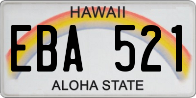 HI license plate EBA521