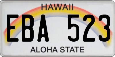 HI license plate EBA523