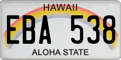 HI license plate EBA538