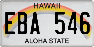 HI license plate EBA546