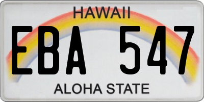 HI license plate EBA547