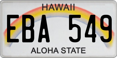 HI license plate EBA549
