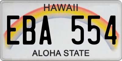 HI license plate EBA554