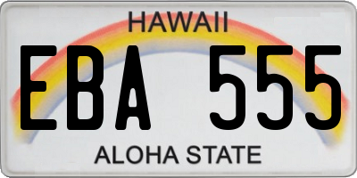 HI license plate EBA555