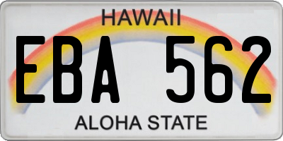 HI license plate EBA562
