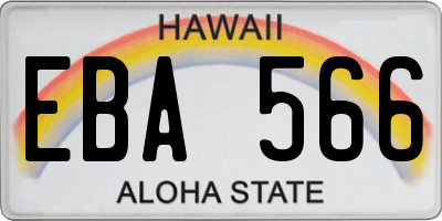 HI license plate EBA566