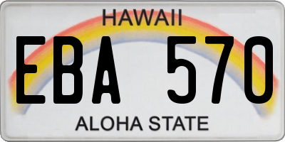 HI license plate EBA570